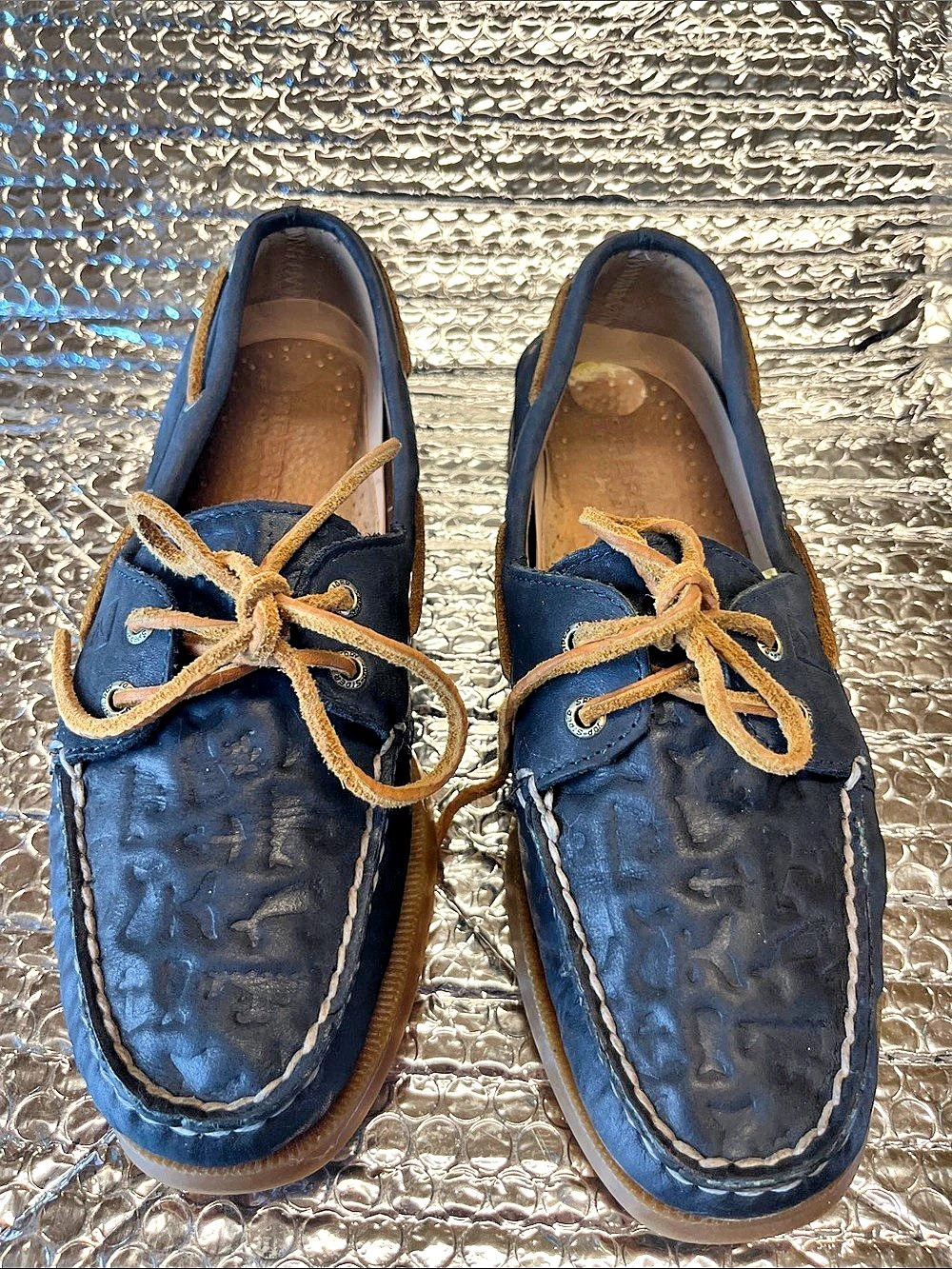 Sperry Top-Sider Embossed Anchor Leather Boat Shoes